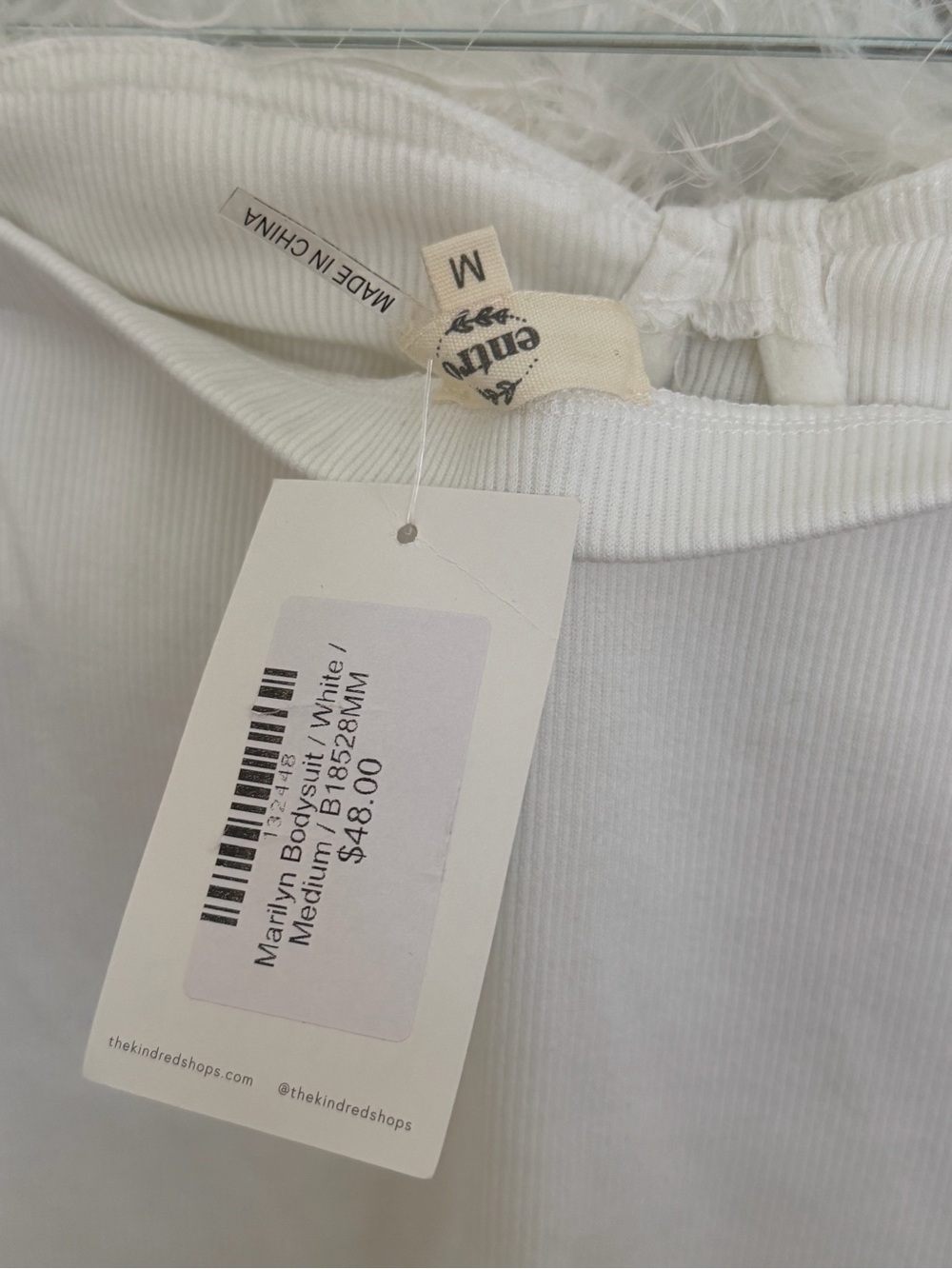 White Feather Trim Strapless Bodysuit - Picture 6 of 7